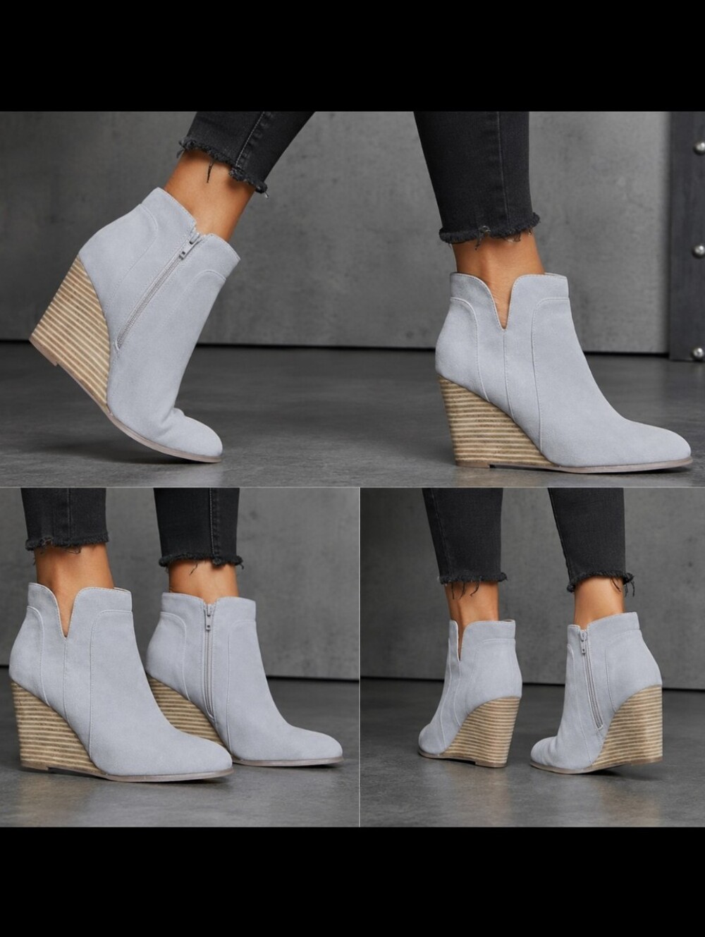 CCOCCI - SIZE 10 - SYDNEY WEDGE ANKLE BOOTIES - GRAY